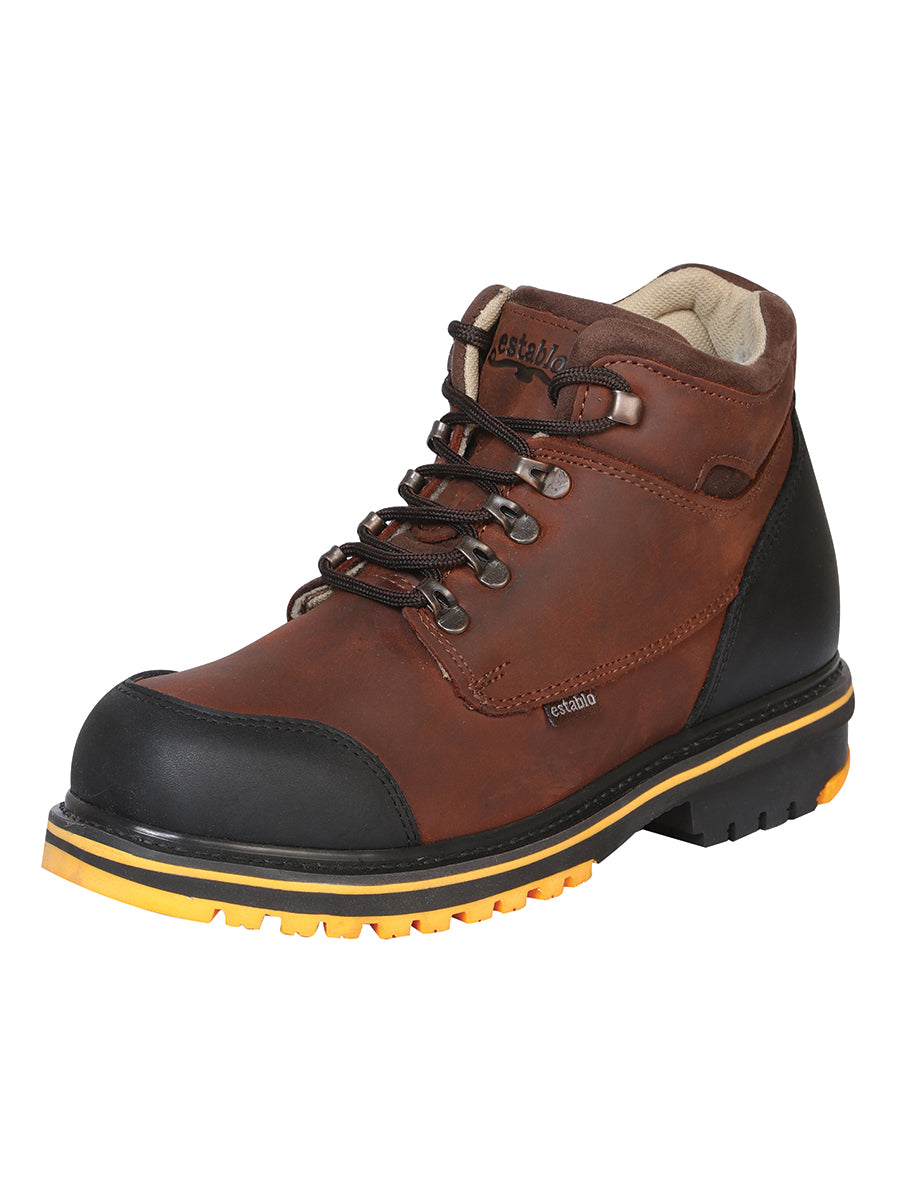 Establo Men's Work Ankle Boot - Black/Brown Lace-Up 10848