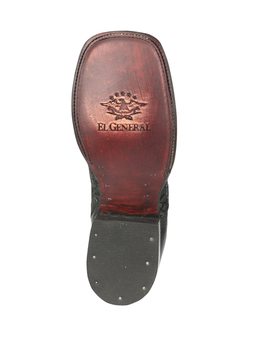 El General Men’s Rodeo Black Petatillo Woven Ankle Boots 45181