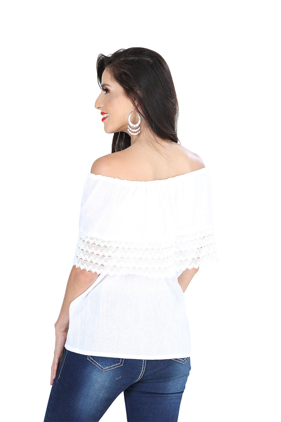 Artisanal Embroidered Blouse 50% Cotton, %50 Polyester White 601310