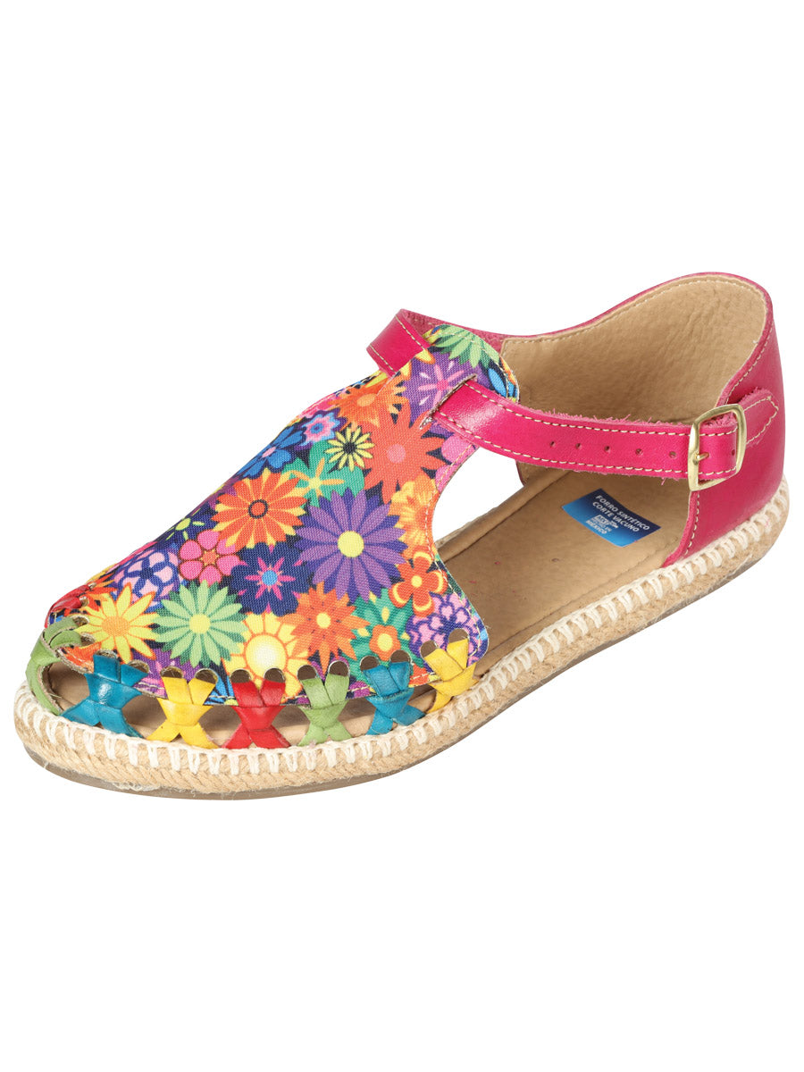 Mexican Artisanal Sandals Leather Fuchsia 603279