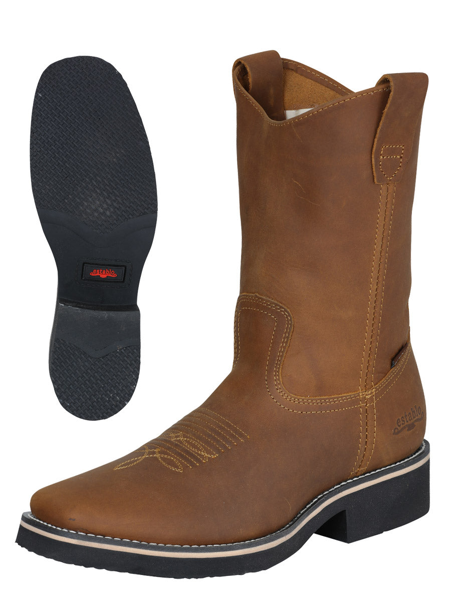 Establo Men’s Rodeo Work Boot - Crazy Leather in Mango 41549