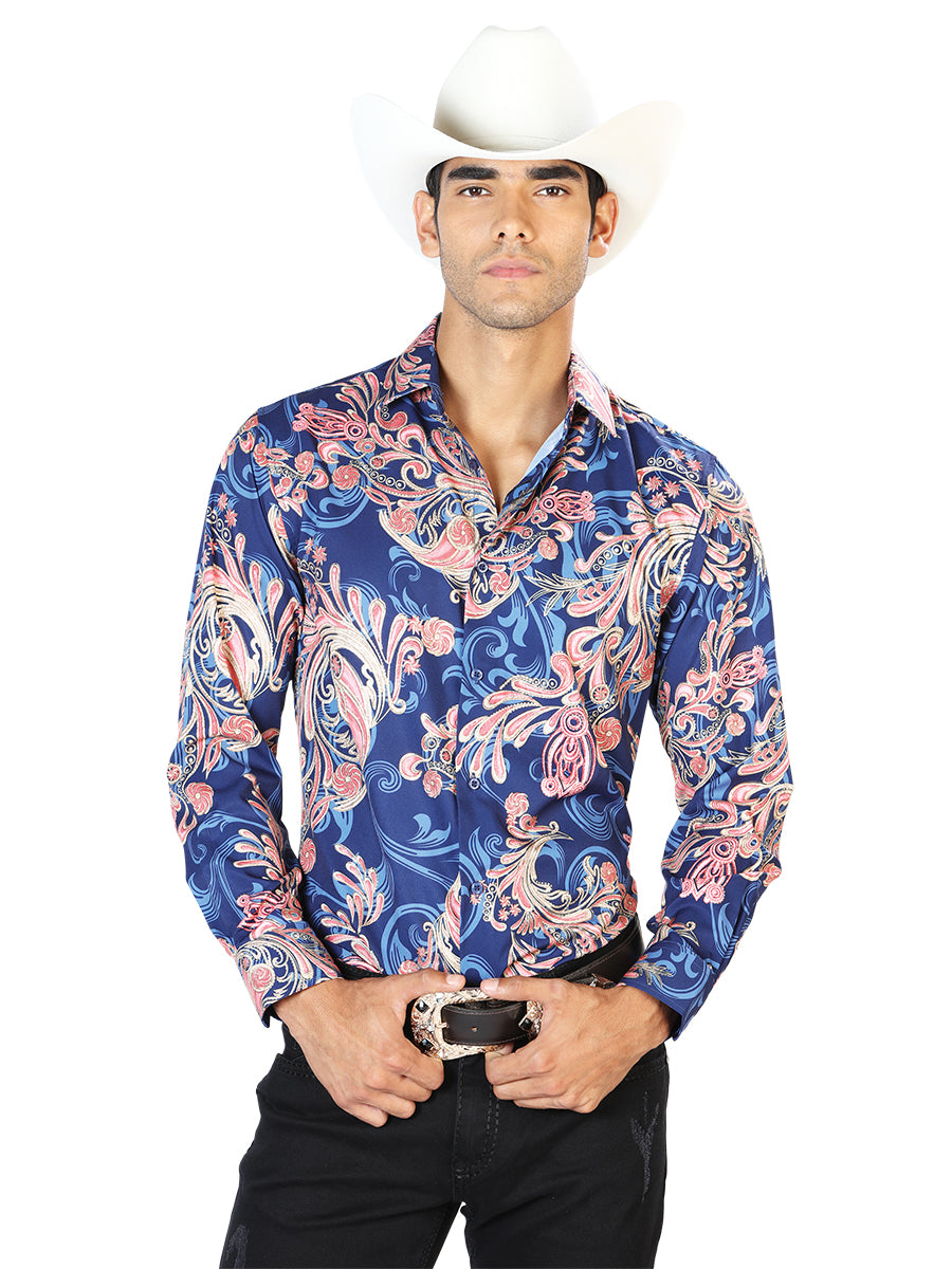 Blue Casual Long Sleeve Shirt 43579