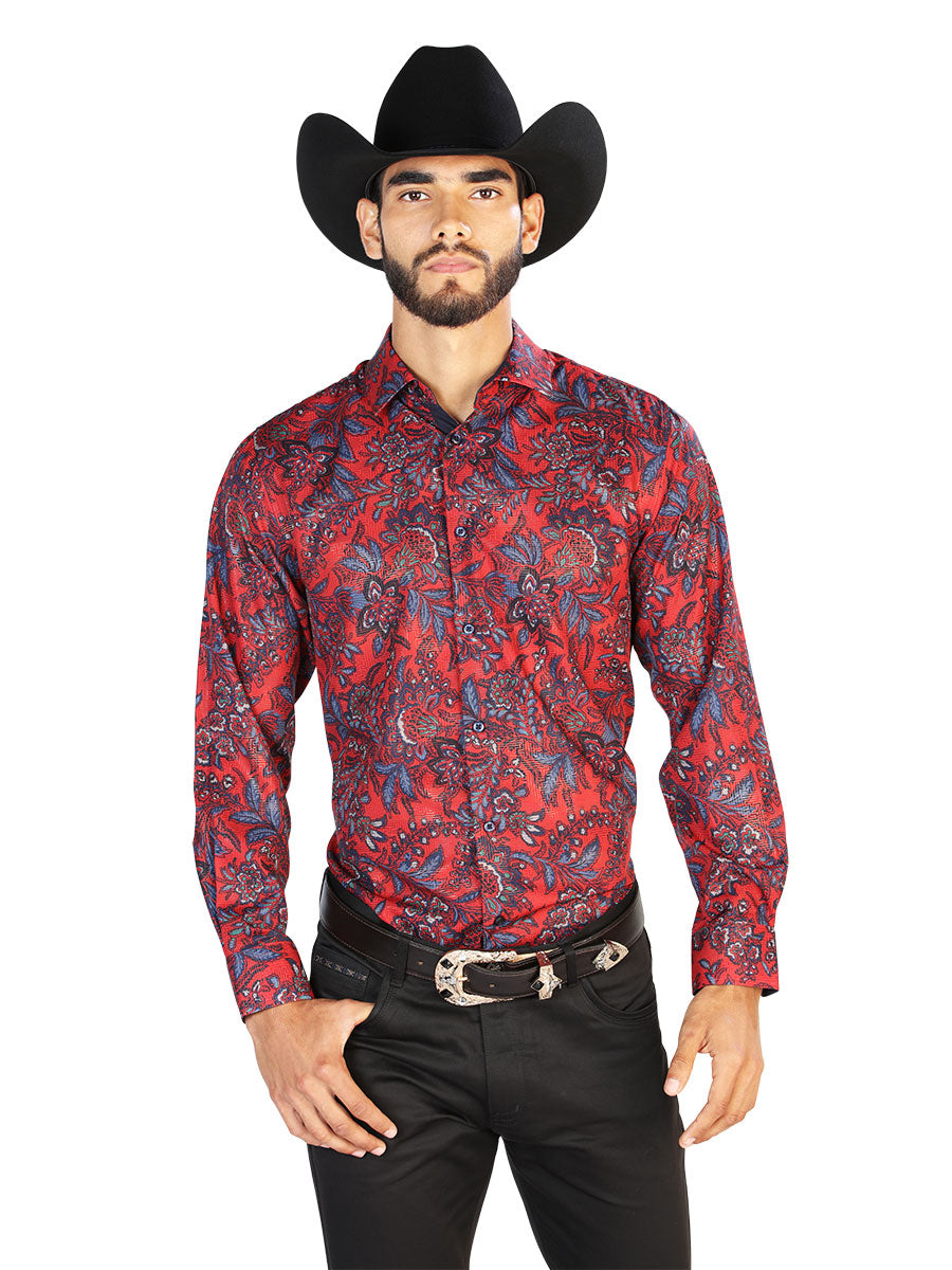 Red And Blue Casual Long Sleeve Shirt 43856