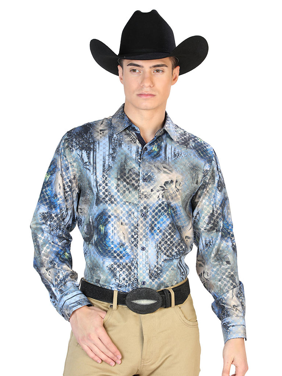 Black Blue Casual Long Sleeve Shirt 43878