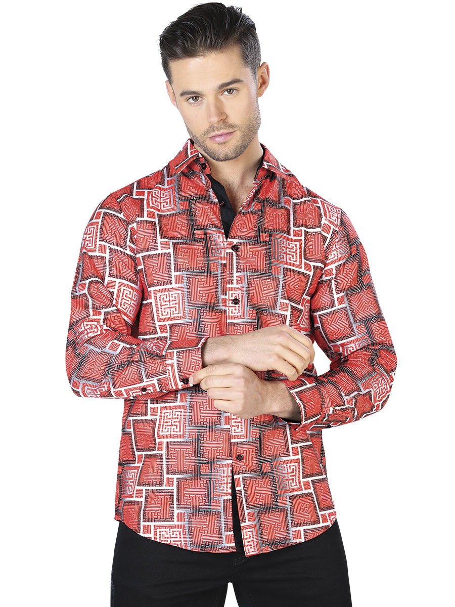 Red Casual Long Sleeve Shirt 44005