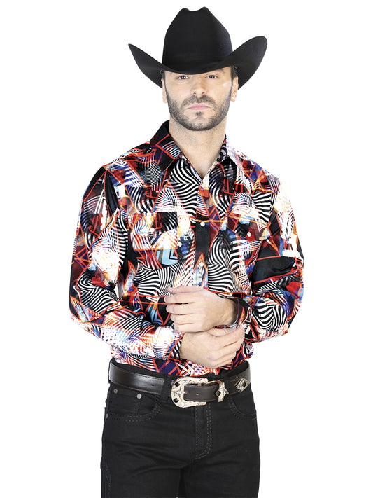 Burgundy/White Casual Long Sleeve Shirt 44084