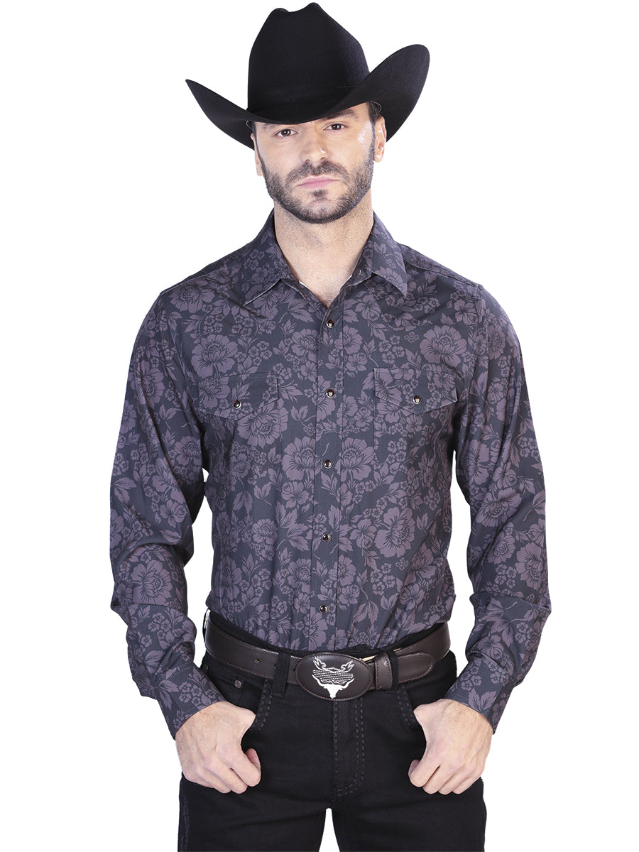 Dark Gray Casual Long Sleeve Shirt 44100