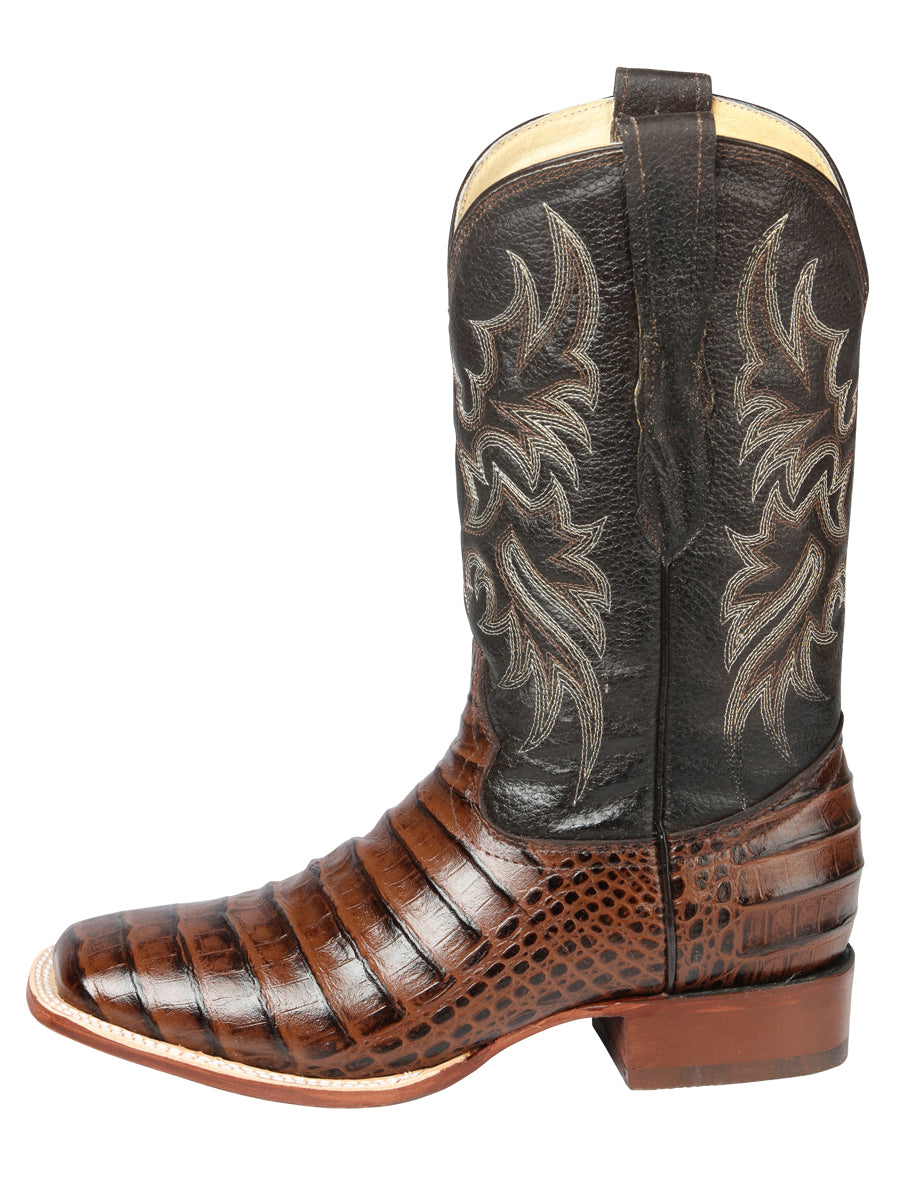 El Señor de los Cielos Men’s Rodeo Boot - Imitation Caiman Belly Leather - Brown

 44937