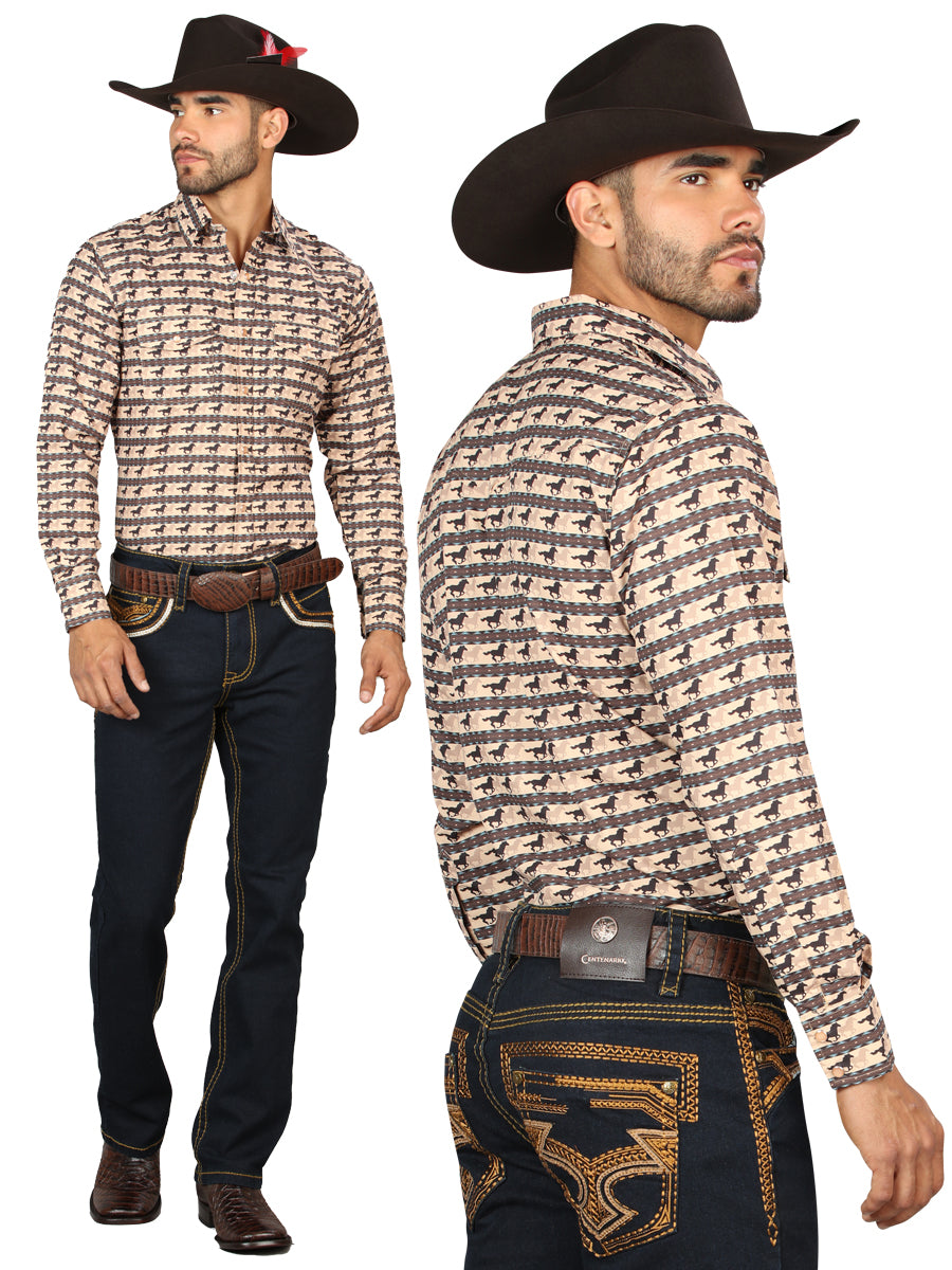 Centenario Men's Rinse Blue Denim with Gold Embroidered Details 45313