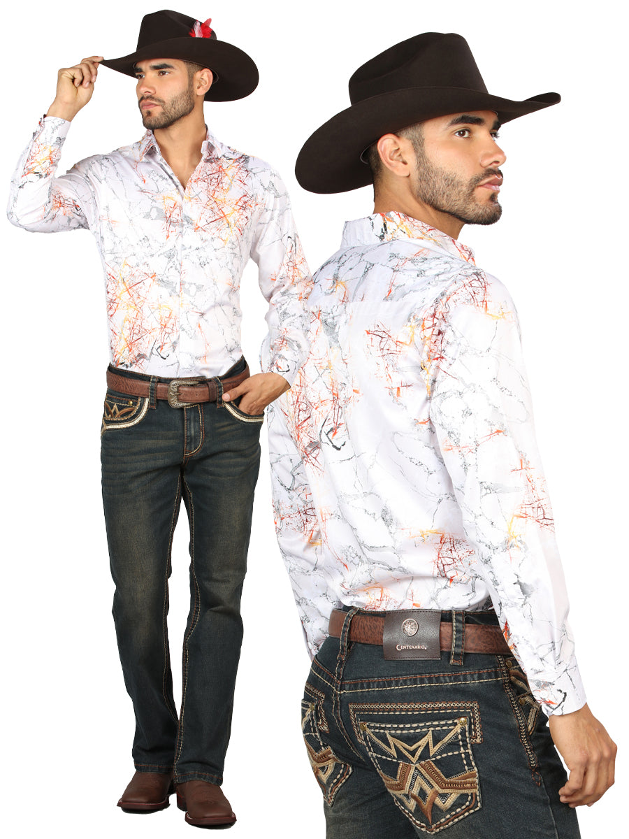 Centenario Men's Tinted Brown Denim with Embroidered Details 45316