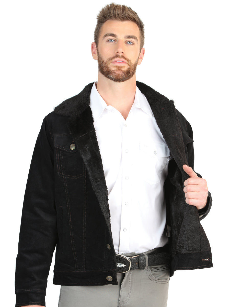 El General Men’s Black Corduroy Sherpa-Lined Jacket 45631
