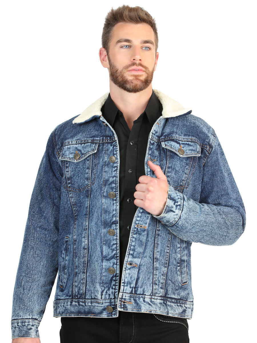 El General Men’s Light Blue Denim Sherpa-Lined Jacket 45639