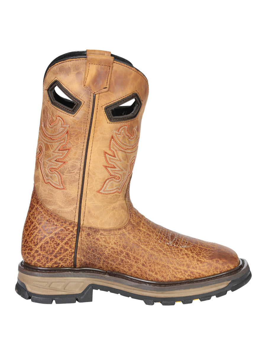 Men's El General Work Boot Elephant Print Leather - Honey 45807