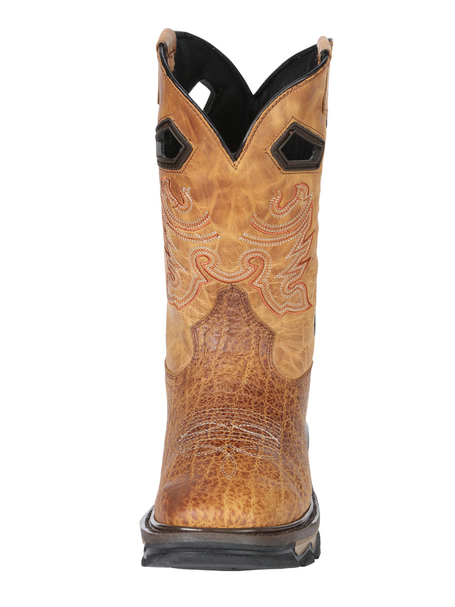 Men's El General Work Boot Elephant Print Leather - Honey 45807