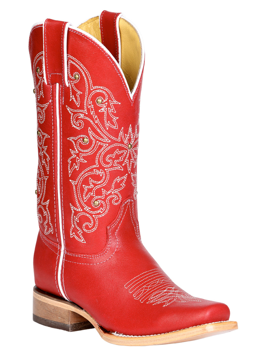 Women's El General Western Boot Crack Leather- Red 45932