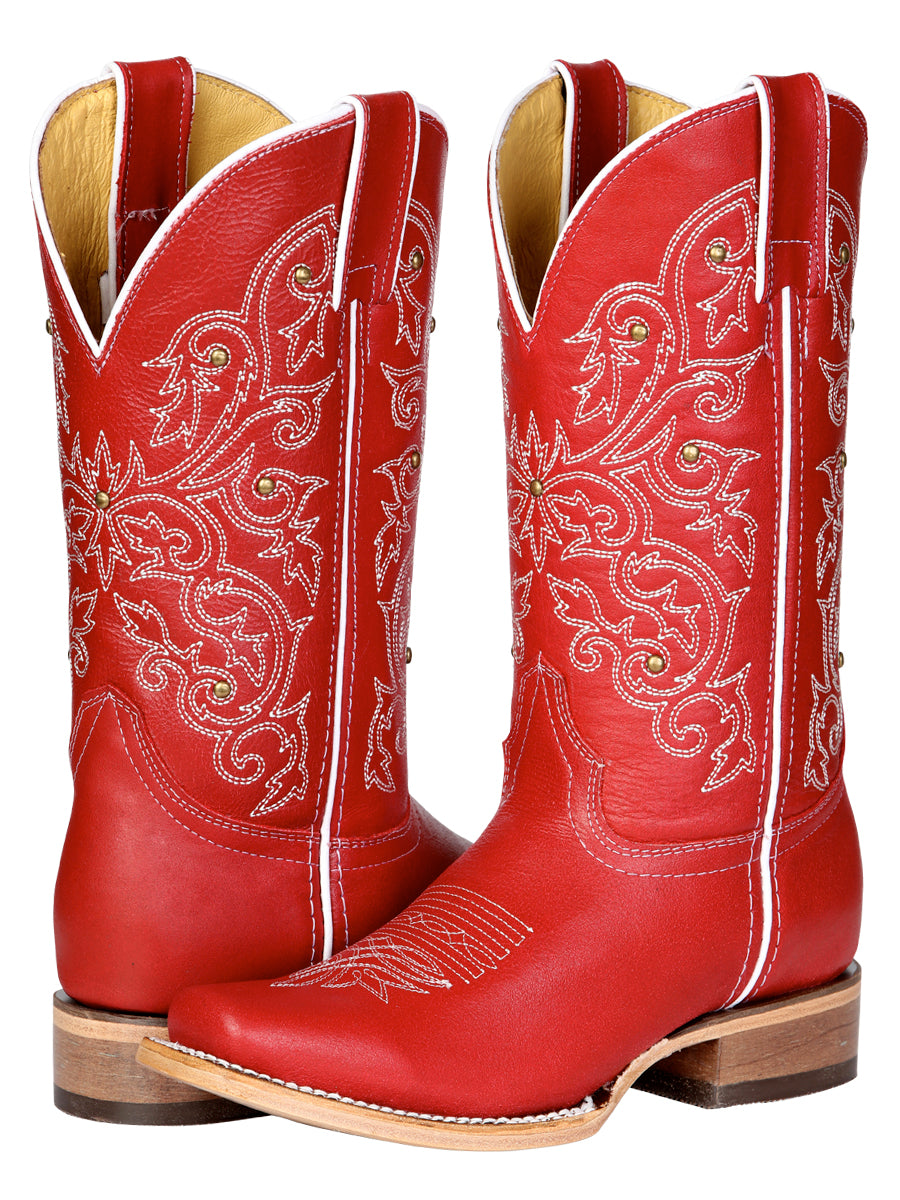 Women's El General Western Boot Crack Leather- Red 45932