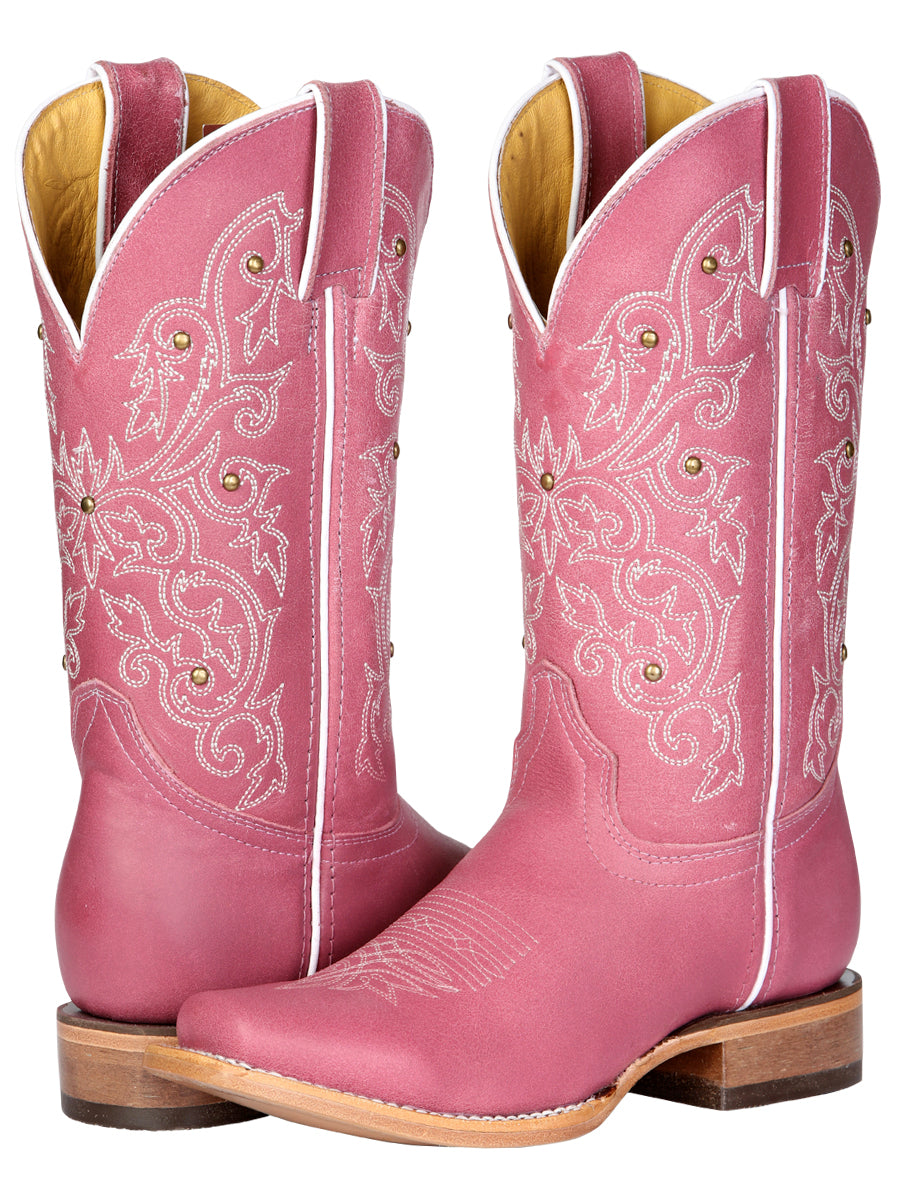Women's El General Western Boot Crack Leather- Pink 45933