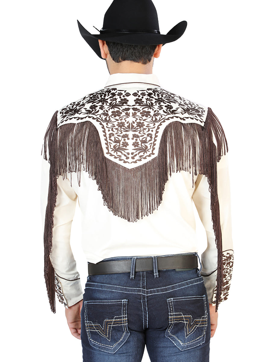 El Señor de los Cielos Embroidery Shirt Beige/Brown 126710