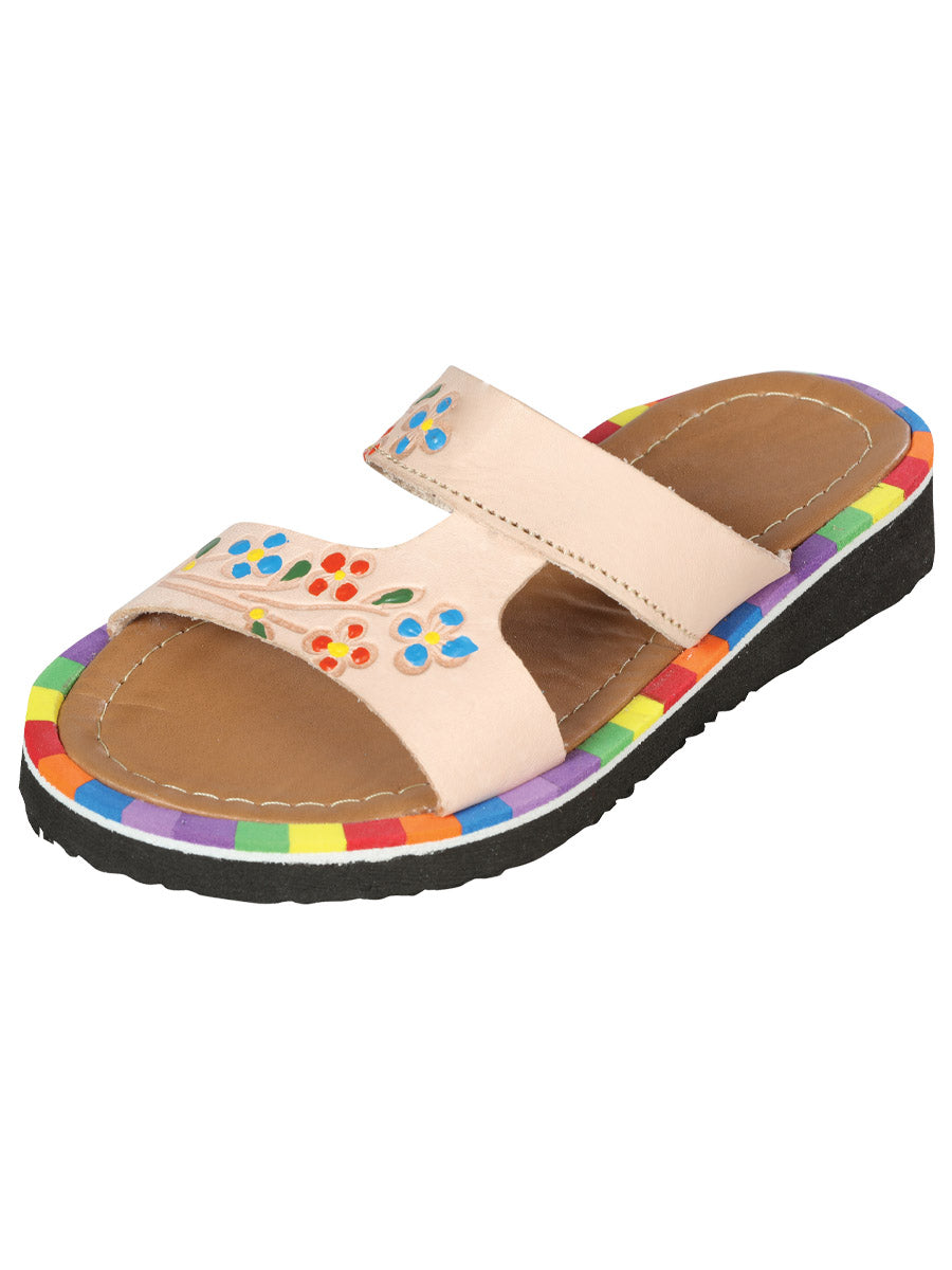 Artisanal Mexican Sandals Leather Beige 603387