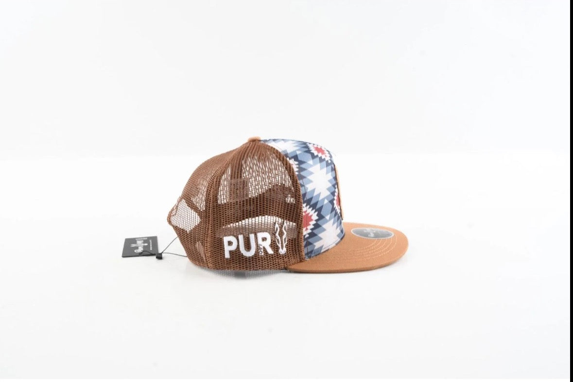 Southwest Rider Hat Puro 440 - Aztec Pattern with Brown (Flat Brim)
